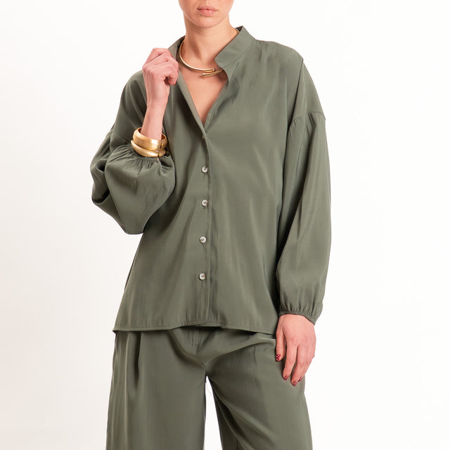 Tensione in-Camicia tessuto cupro collo coreana - militare