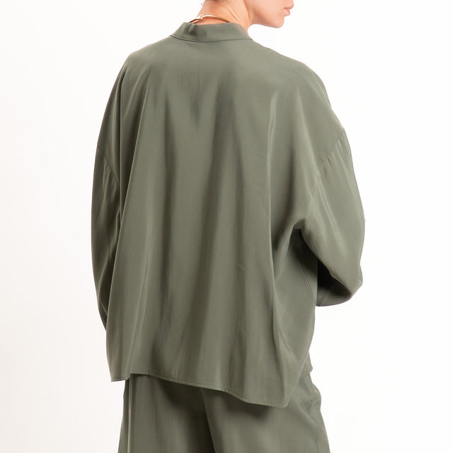 Tensione in-Camicia tessuto cupro collo coreana - militare
