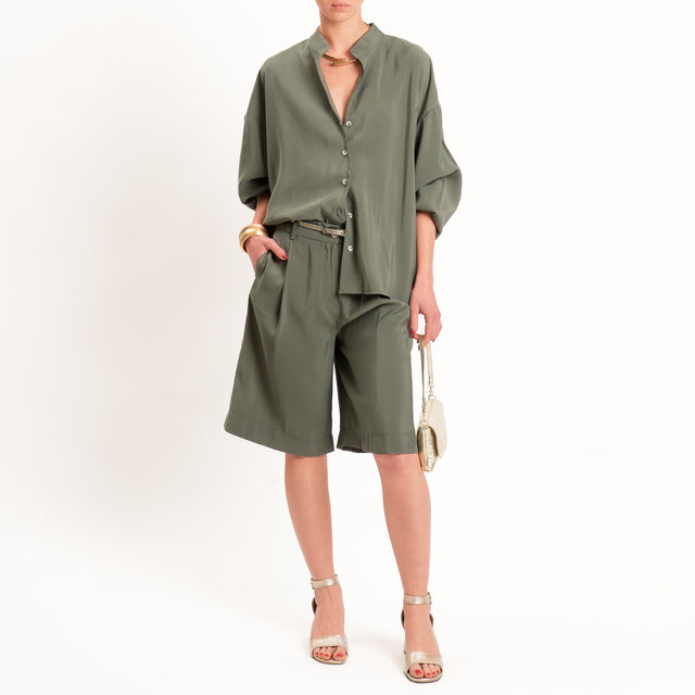Tensione in-Camicia tessuto cupro collo coreana - militare