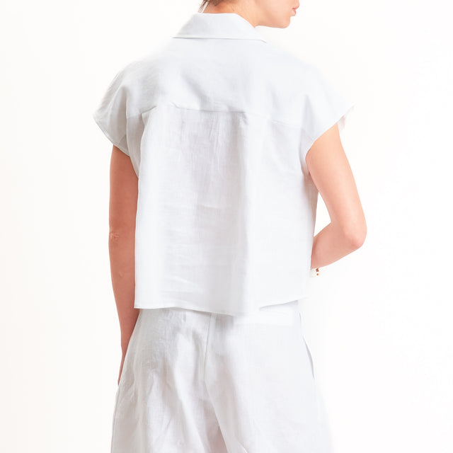 Tensione in-Camicia smanicata 100% lino - bianco