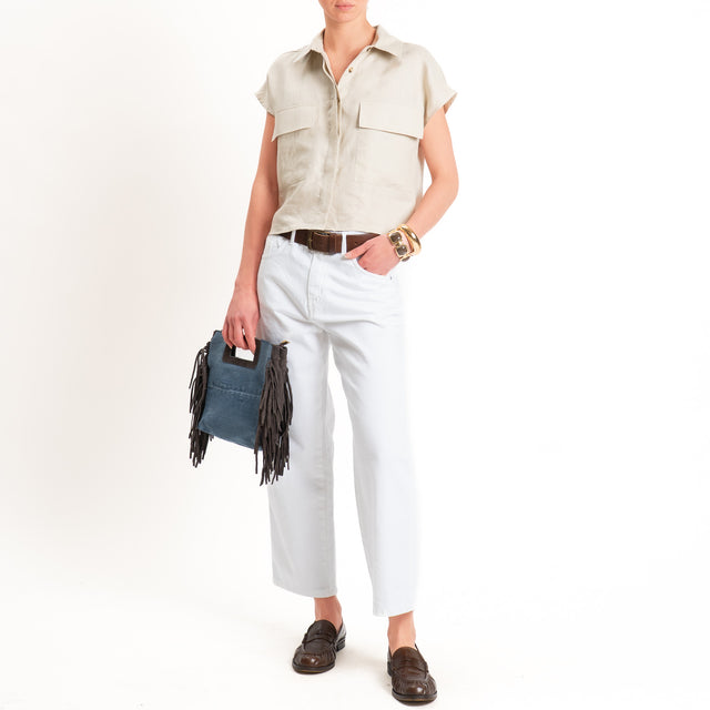 Tensione in-Camicia smanicata 100% lino - beige