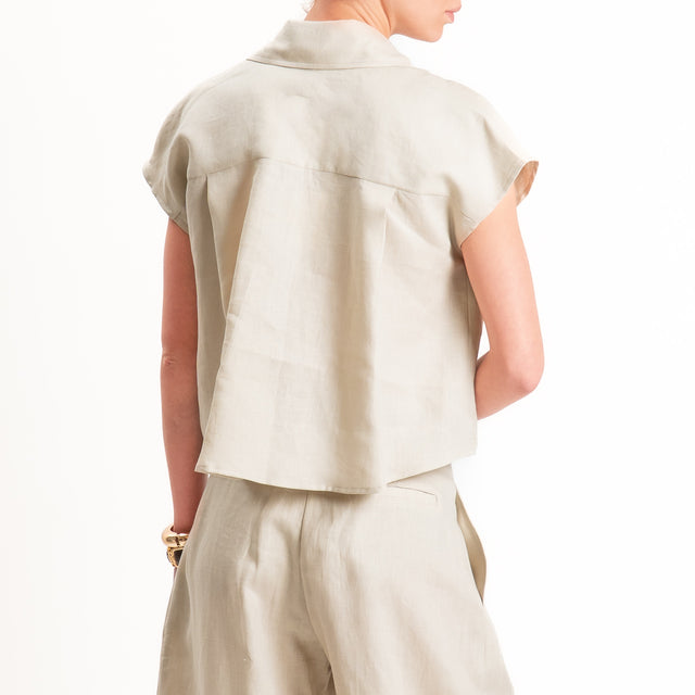 Tensione in-Camicia smanicata 100% lino - beige