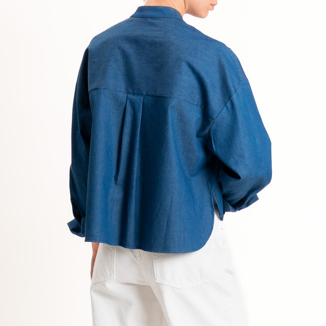 Tensione in-Camicia chambray spacchi laterali - denim