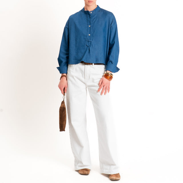 Tensione in-Camicia chambray spacchi laterali - denim