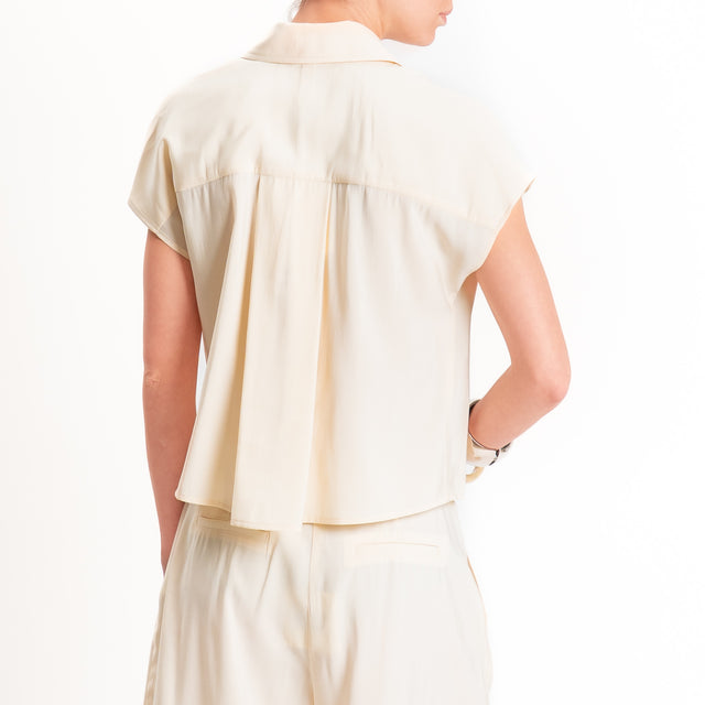 Tensione in-Camicia smanicata in cupro dettaglio taschino - vaniglia