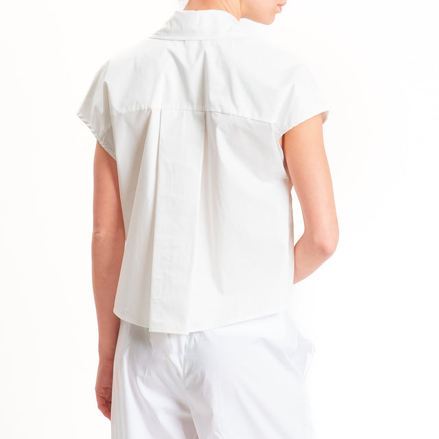 Tensione in-Camicia smanicata popeline con dettaglio strass - bianco
