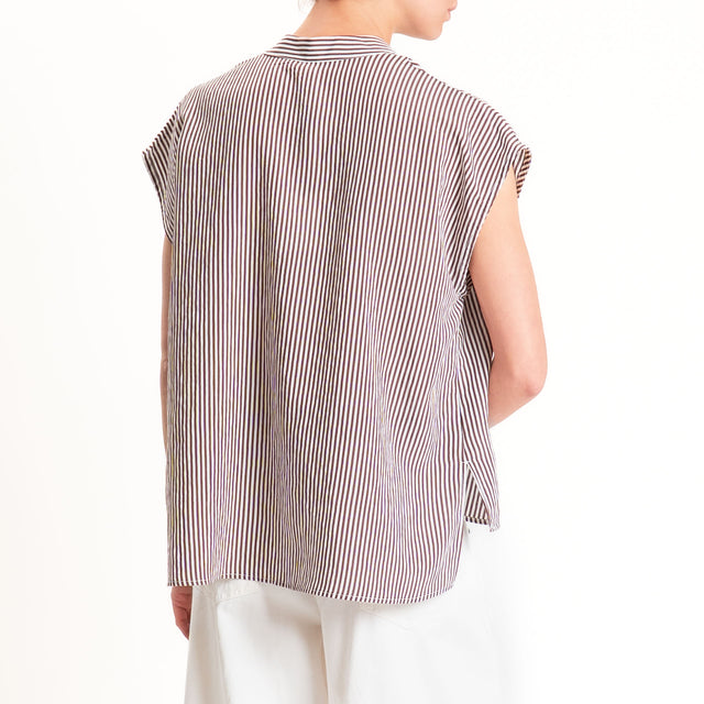 Tensione in-Camicia smanicata a righe - moro