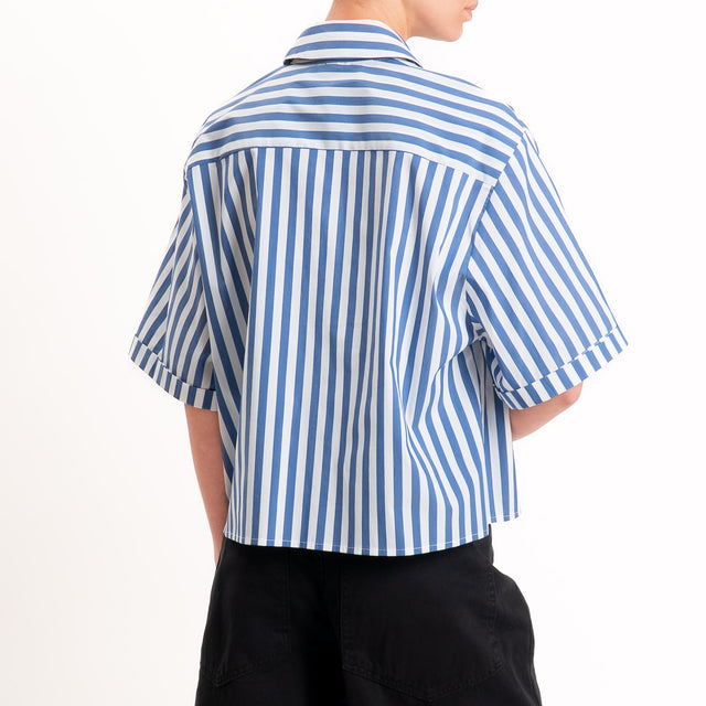 Tensione in-Camicia a righe taschino n5 in paillettes - blu/bianco/nero