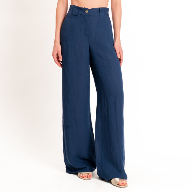 Tensione in-Completo gilet+pantalone misto lino - blu