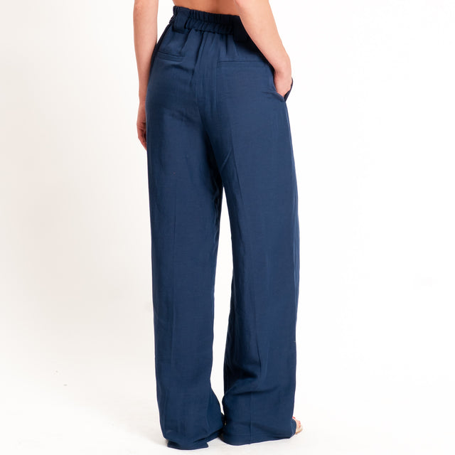 Tensione in-Completo gilet+pantalone misto lino - blu