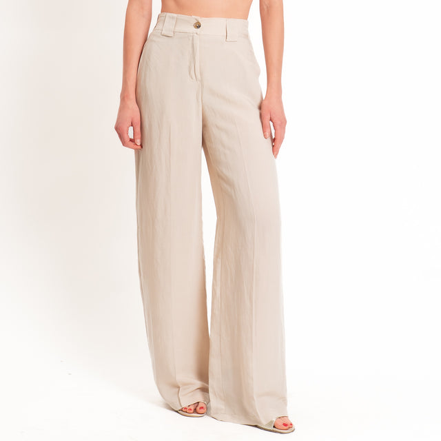 Tensione in-Completo gilet+pantalone misto lino - gesso