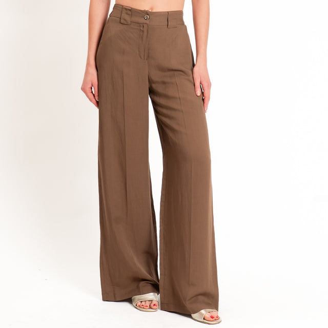 Tensione in-Completo gilet+pantalone misto lino - tabacco