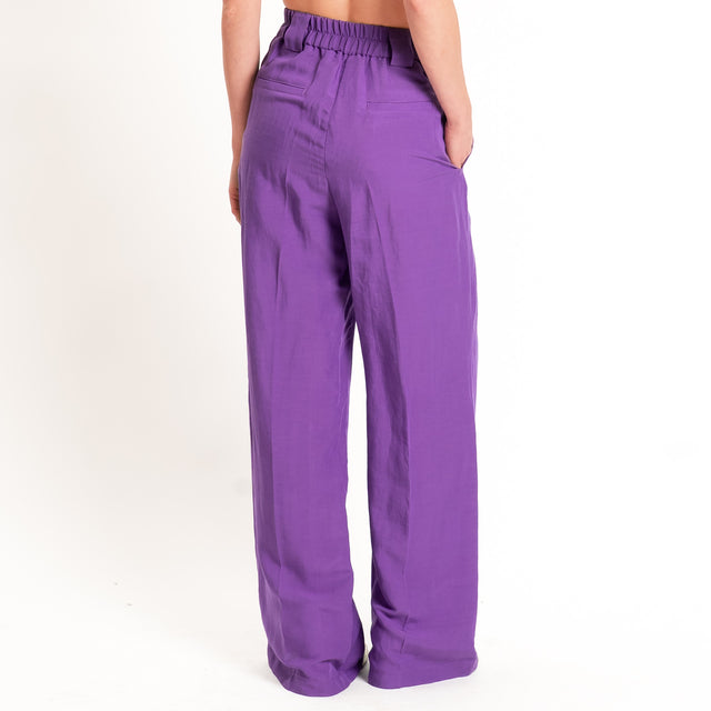 Tensione in-Completo gilet+pantalone misto lino - viola
