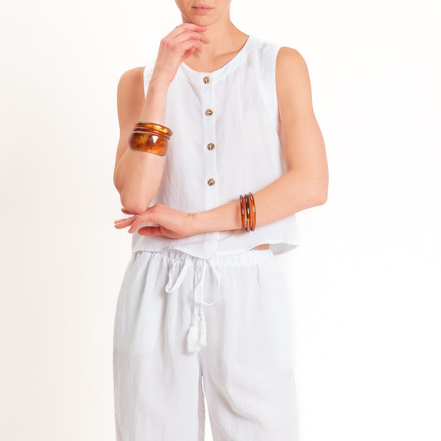 Tensione in-Completo gilet+pantalone misto lino - bianco
