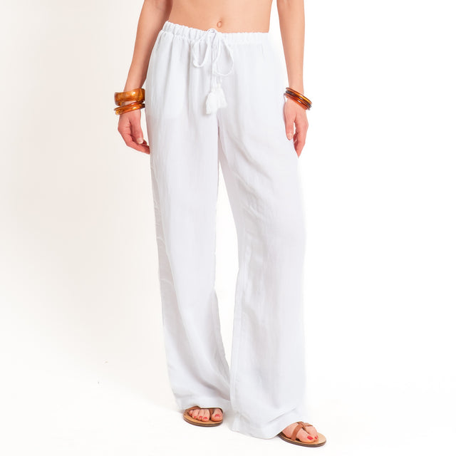 Tensione in-Completo gilet+pantalone misto lino - bianco