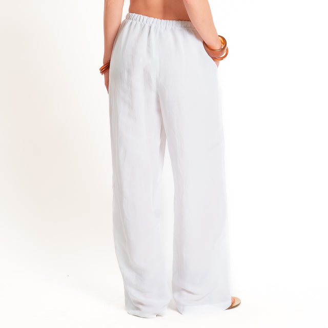 Tensione in-Completo gilet+pantalone misto lino - bianco