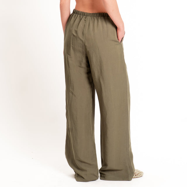 Tensione in-Completo gilet+pantalone misto lino - militare