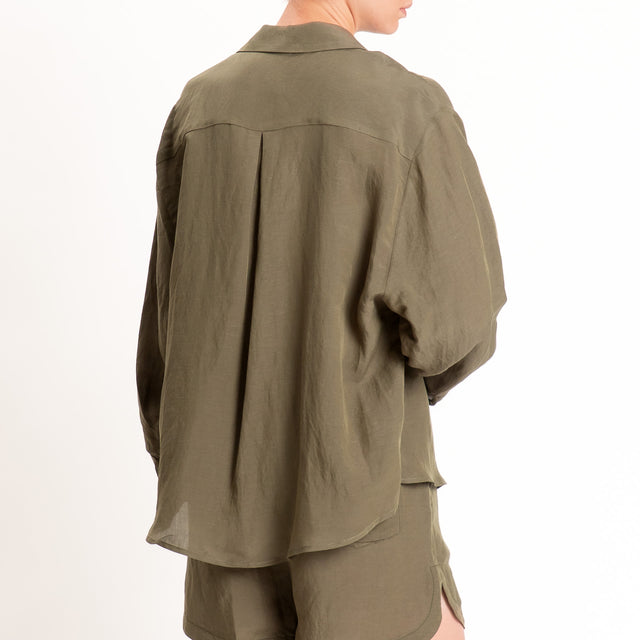 Tensione in-Completo camicia+shorts misto lino - militare