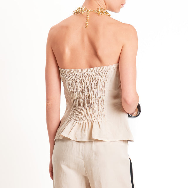 Tensione in-Completo top a fascia+pantalone misto - gesso/nero