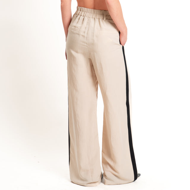 Tensione in-Completo top a fascia+pantalone misto - gesso/nero