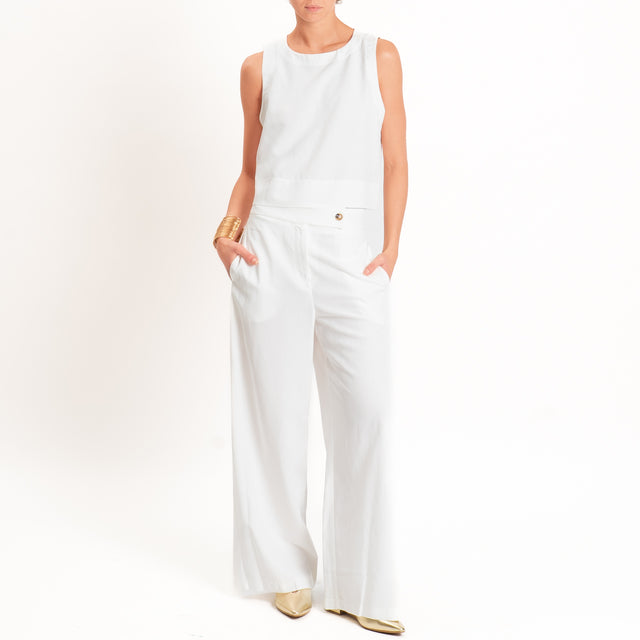 Tensione in-Completo Top e pantalone misto lino - panna