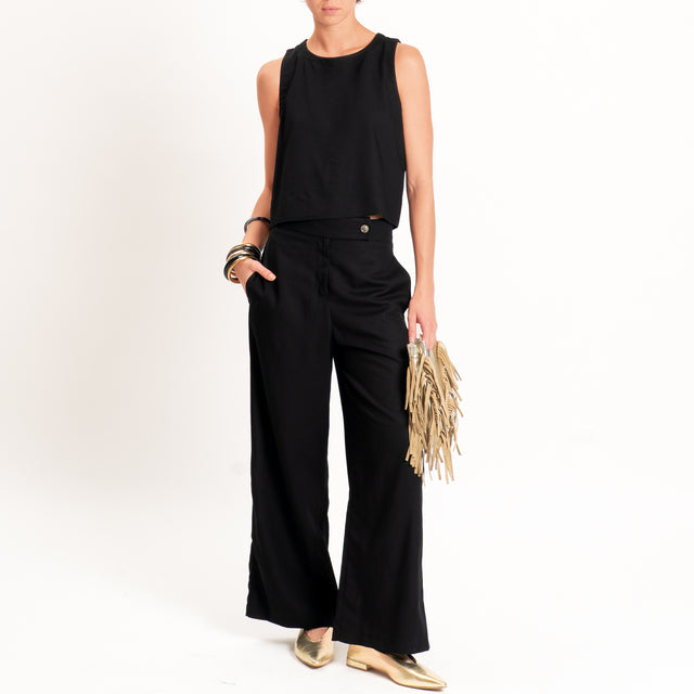 Tensione in-Completo Top e pantalone misto lino - nero