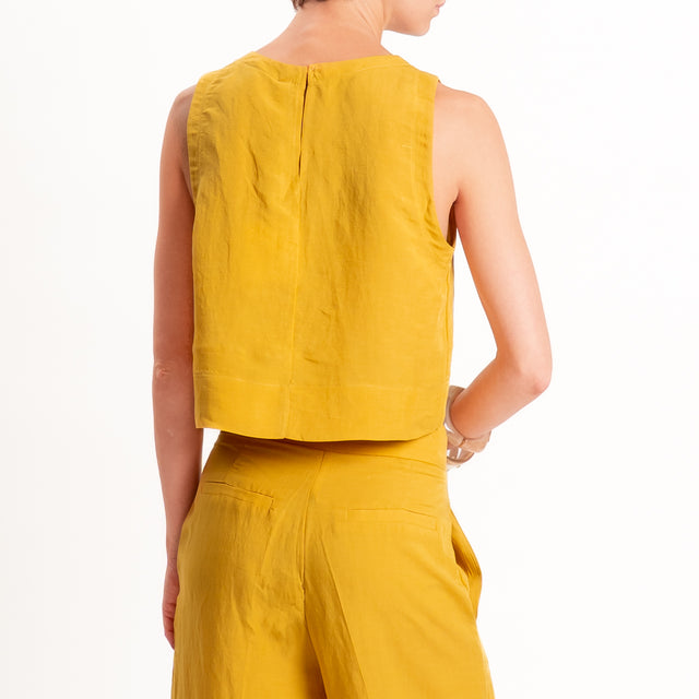 Tensione in-Completo Top e pantalone misto lino - Senape