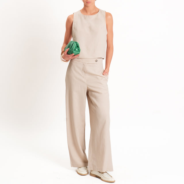 Tensione in-Completo Top e pantalone misto lino - Beige