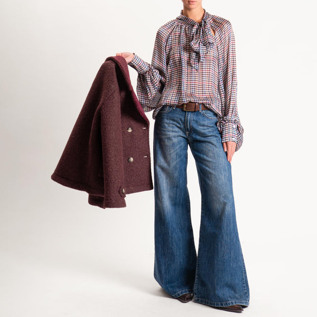 Tensione in-Camicia check manica palloncino - beige/moro/vino