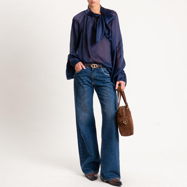 Tensione in-Camicia pois manica palloncino - blu/moro