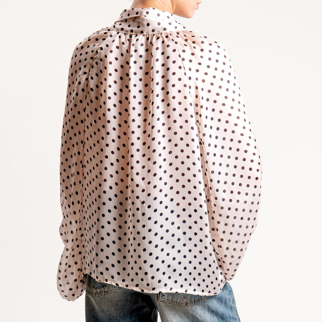Tensione in-Camicia pois manica palloncino - panna/nero