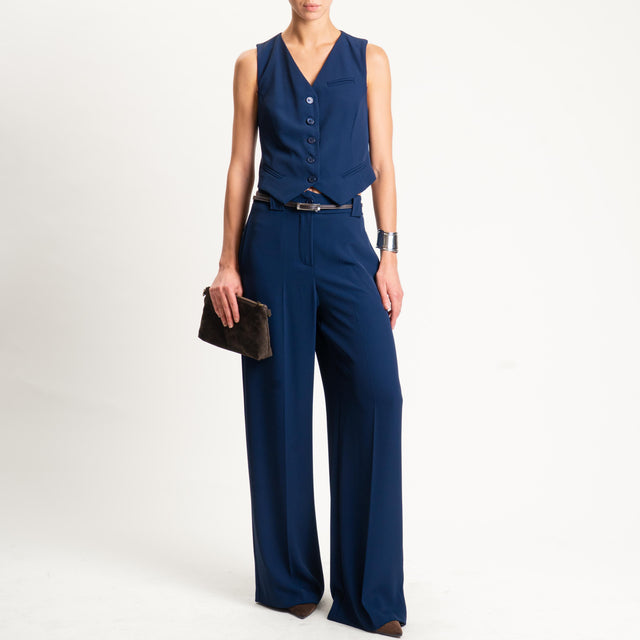 Tensione in-Completo gilet e pantalone tessuto fluido - blu