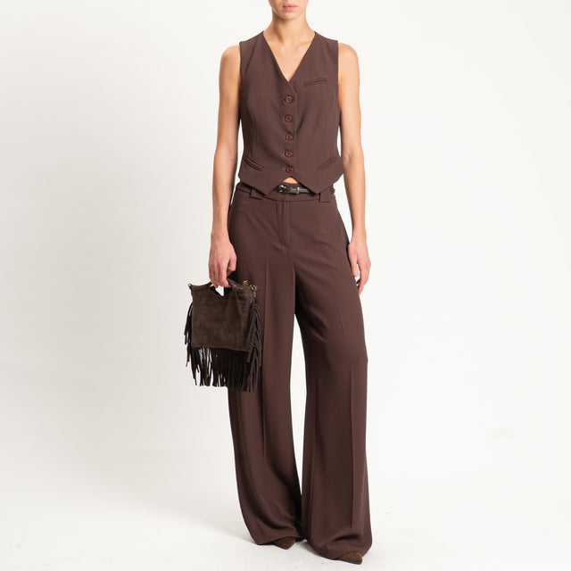Tensione in-Completo gilet e pantalone tessuto fluido - ebano