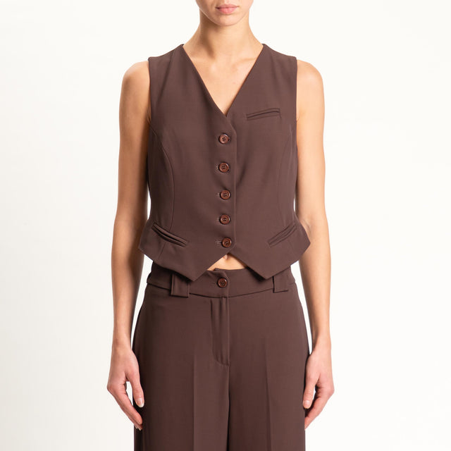 Tensione in-Completo gilet e pantalone tessuto fluido - ebano