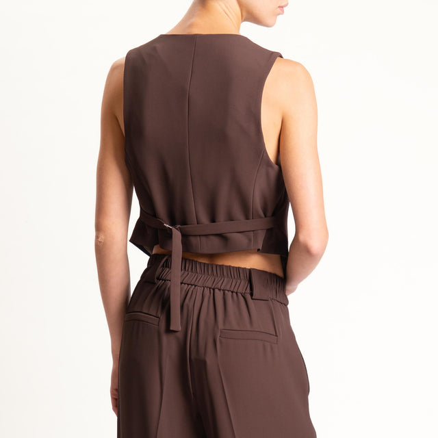 Tensione in-Completo gilet e pantalone tessuto fluido - ebano