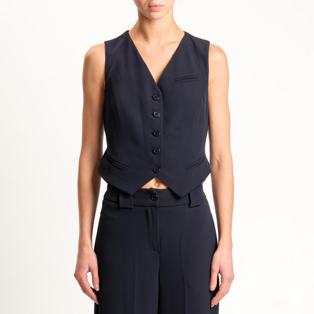 Tensione in-Completo gilet e pantalone tessuto fluido - nero