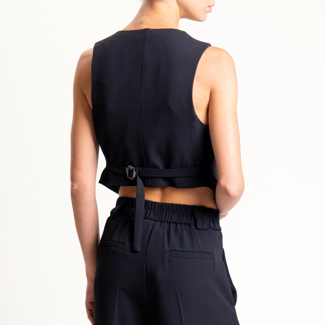 Tensione in-Completo gilet e pantalone tessuto fluido - nero