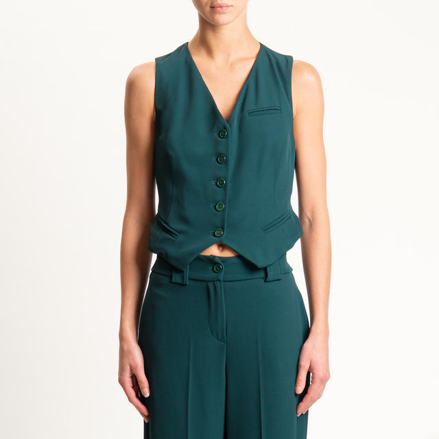 Tensione in-Completo gilet e pantalone tessuto fluido - VERDE
