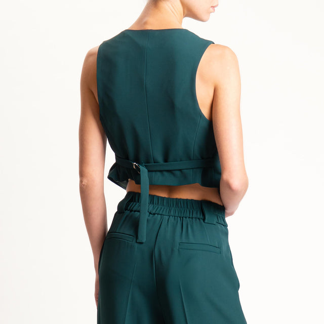 Tensione in-Completo gilet e pantalone tessuto fluido - VERDE