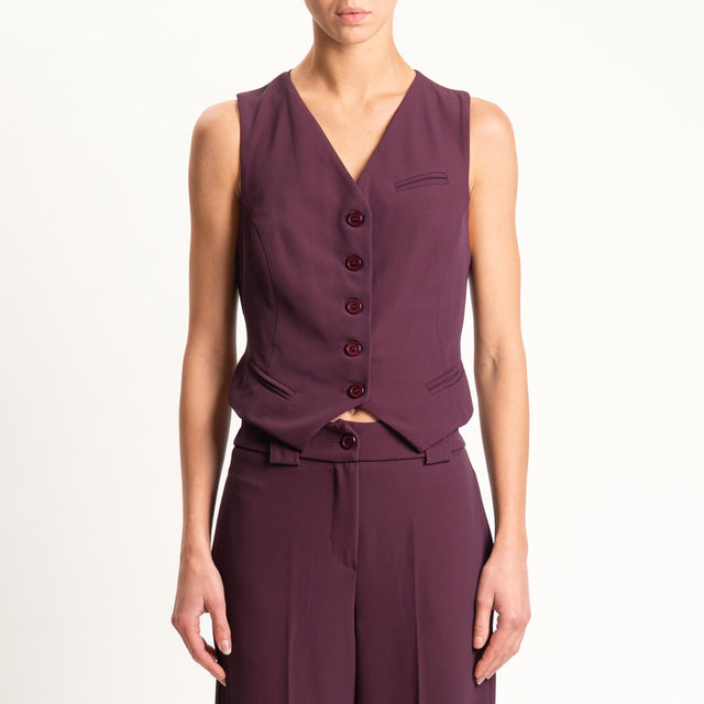 Tensione in-Completo gilet e pantalone tessuto fluido - melanzana