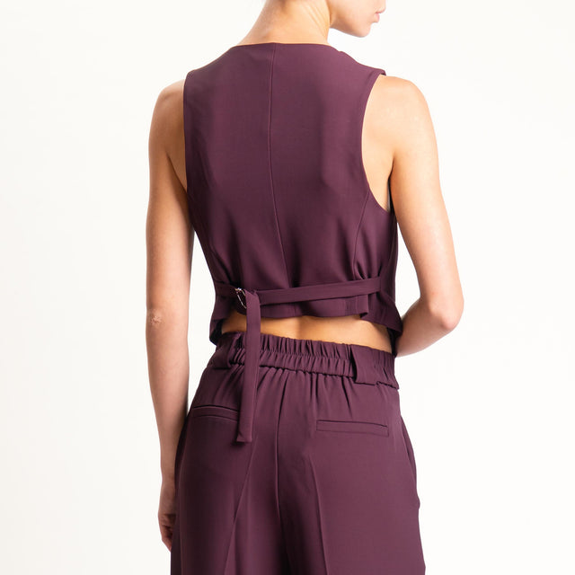 Tensione in-Completo gilet e pantalone tessuto fluido - melanzana