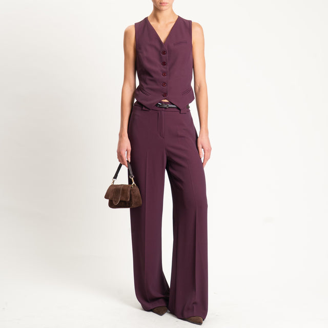Tensione in-Completo gilet e pantalone tessuto fluido - melanzana