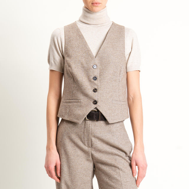 Tensione in-Gilet misto lana melange - beige