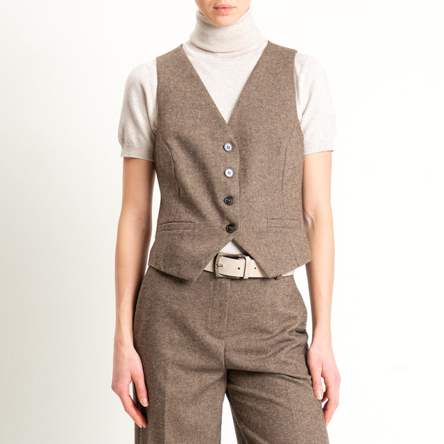 Tensione in-Gilet misto lana melange - tabacco