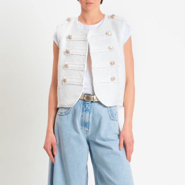 Tensione in-Gilet napoleon bouclè - panna