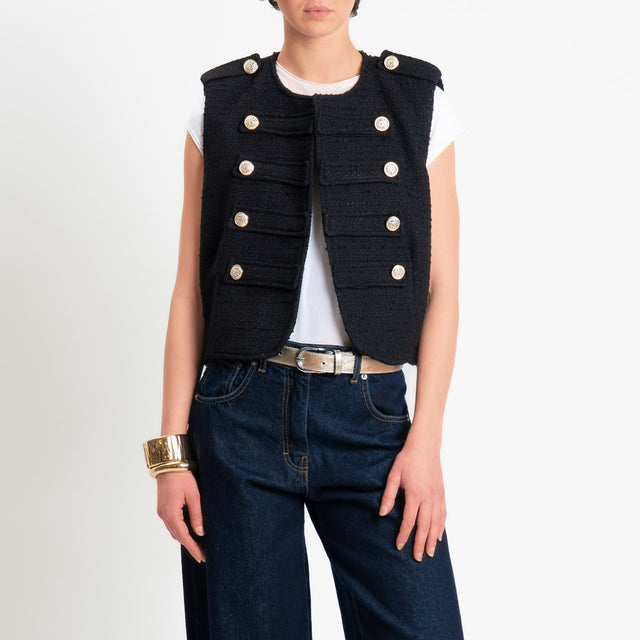 Tensione in-Gilet napoleon bouclè - nero