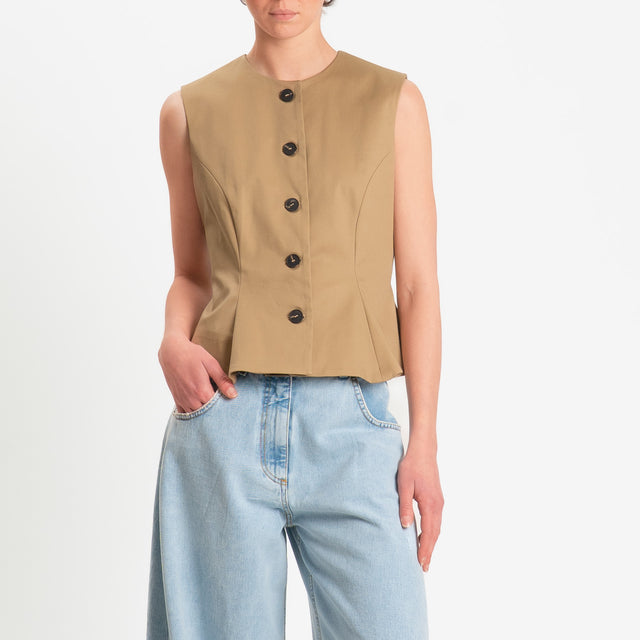 Tensione in-Gilet in cotone - camel