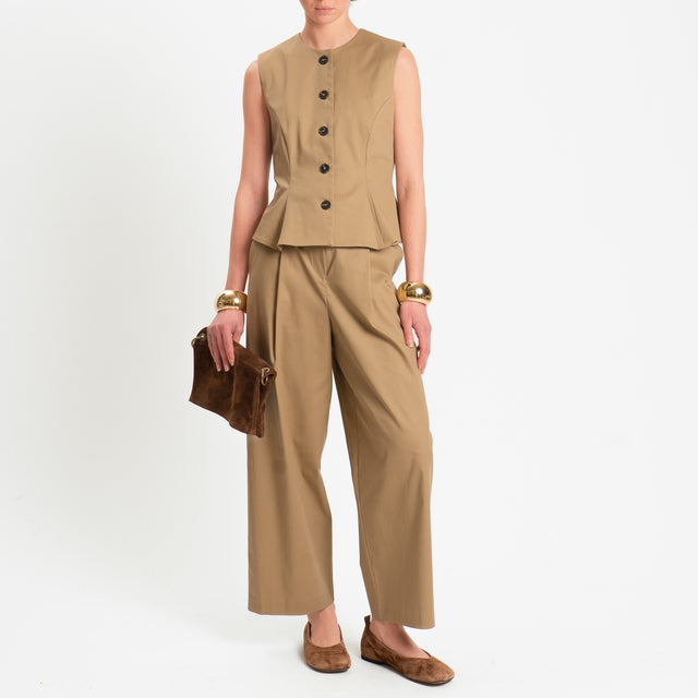 Tensione in-Gilet in cotone - camel