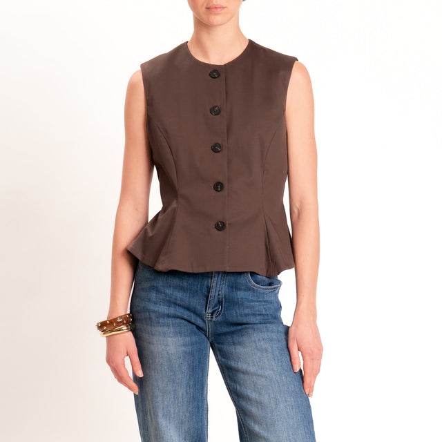 Tensione in-Gilet in cotone - moro