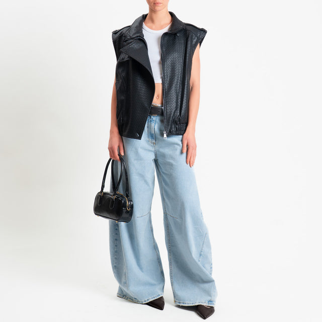 Tensione in-Gilet texture intrecciata - nero